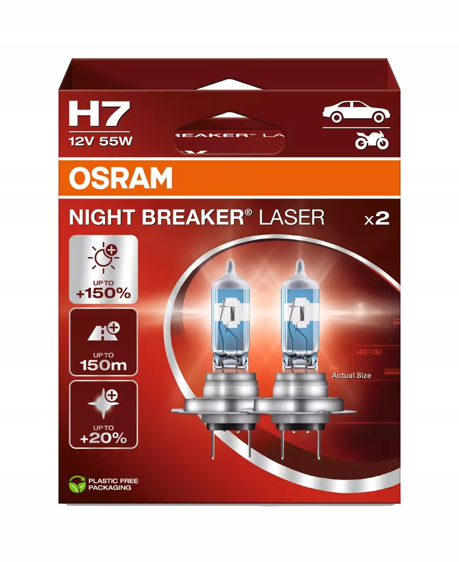 Żarówka Osram H7 Night Breaker Laser +150% Duo Box