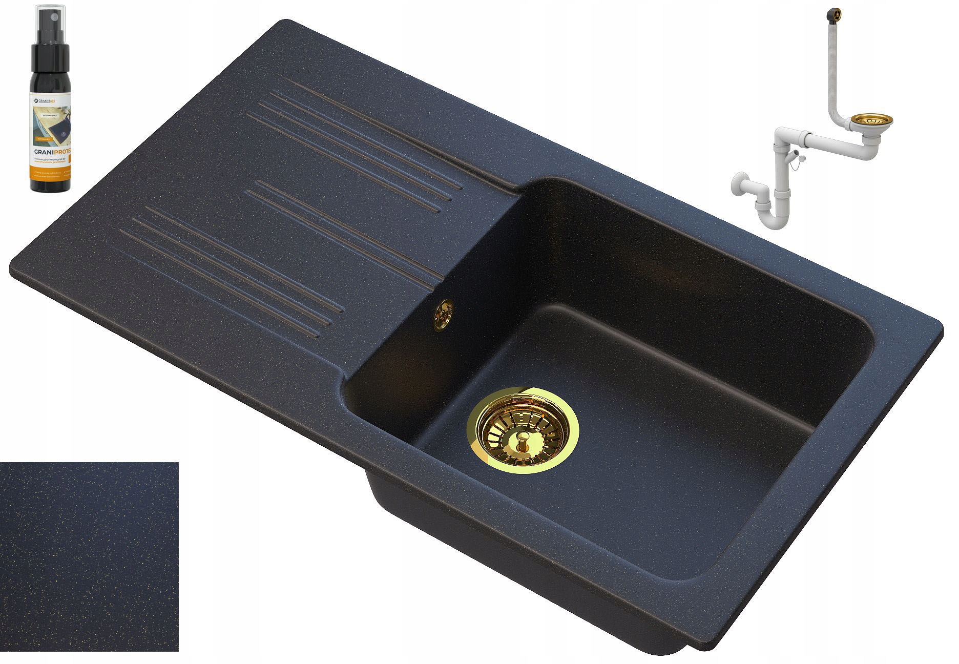 Čierny Granitový drez Ada So Zlatými Časticami