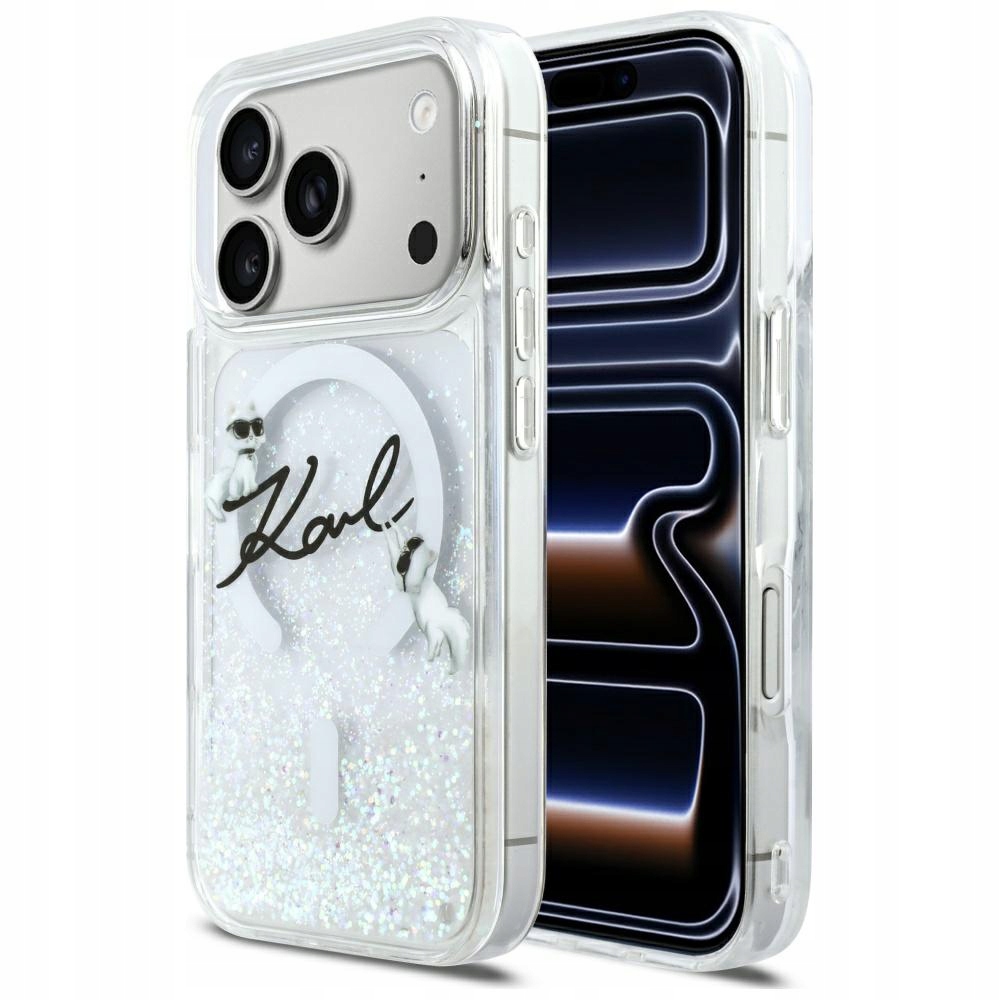 Pouzdro Karl Lagerfeld Liquid Glitter Karl Script Logo MagSafe pro iPhone 17 Pr