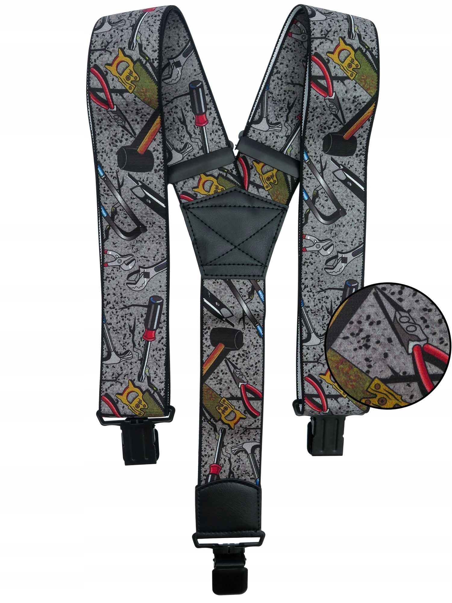 Szare szerokie szelki do spodni w narzędzia T19