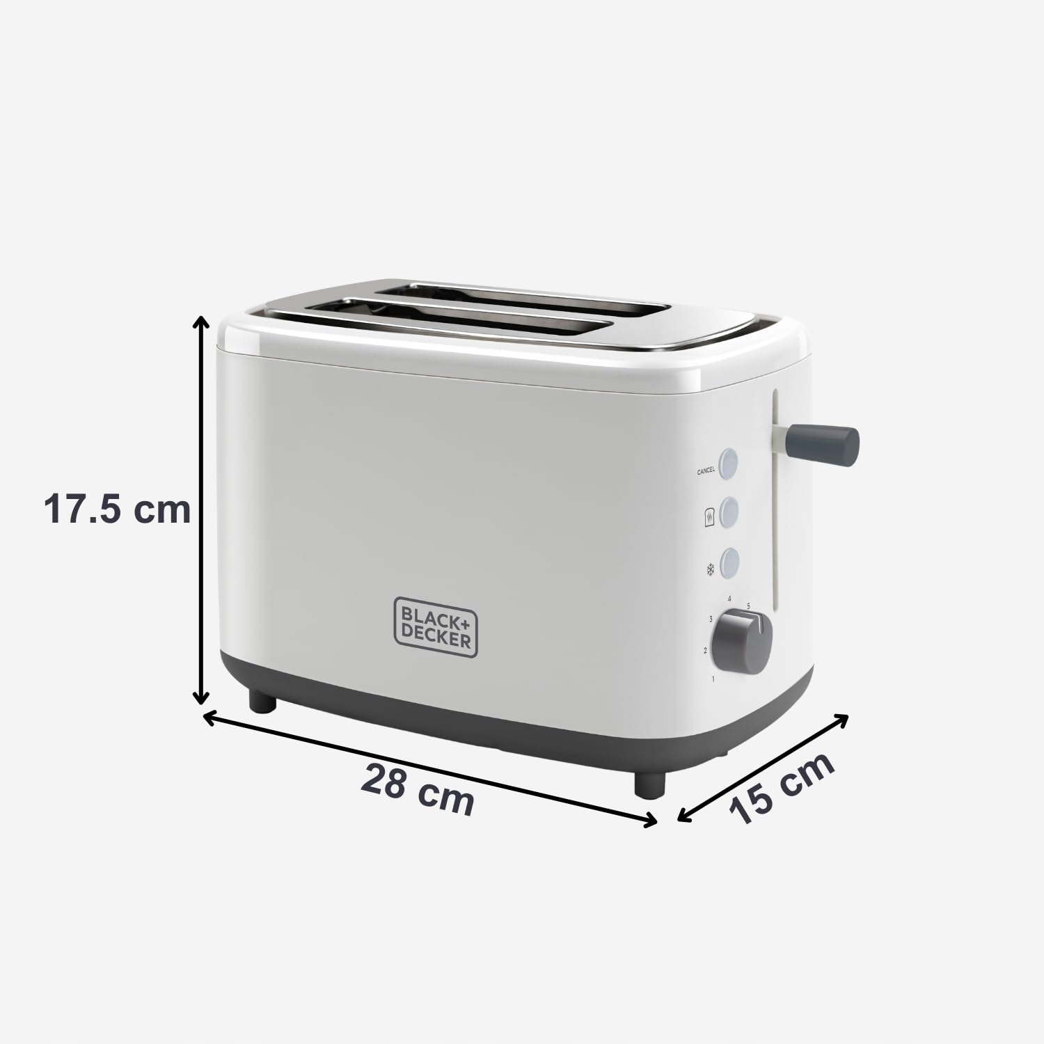 BLACK+DECKER Toster 820W, 2 Komory, 7 Stopni, Automatyczne Centrowanie — miniatura 5