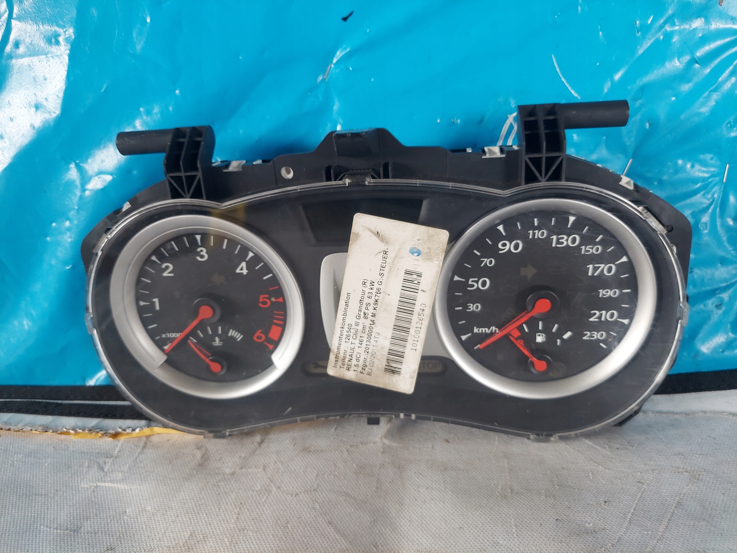 dials clock CLIO III 1.5 DCI 8201060299