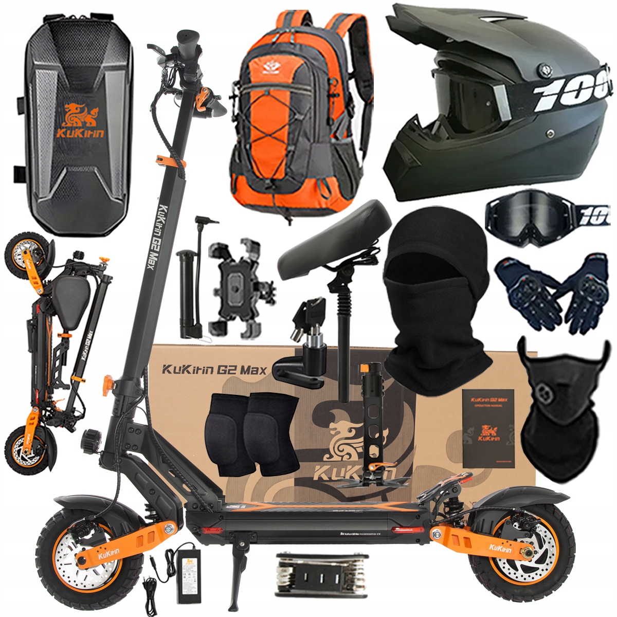 Kukirin G2 Max Składany Pojazd Elektryczny 1200W 48V 20Ah 55KM/H PL+Prezent