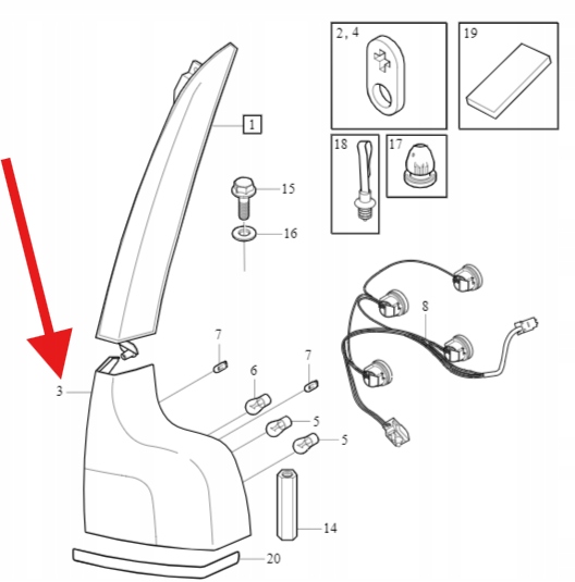 фонарь левый volvo XC90 2003- oe 31213381