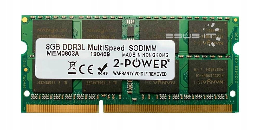 

Pamięć Ram 1x 8GB 2-POWER So-dimm DDR3 1600MHz