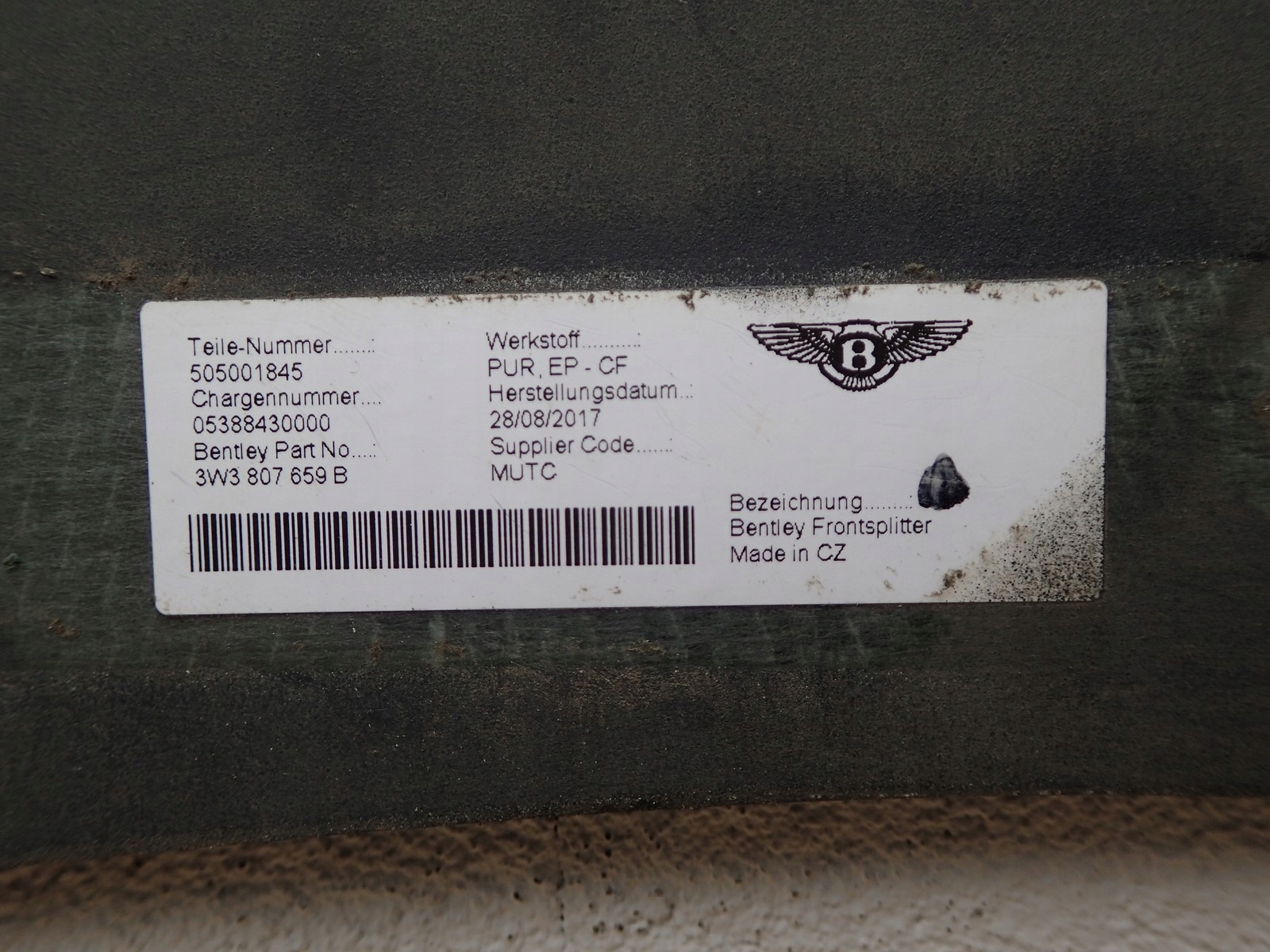 SPOILER accessories front BENTLEY CONTINENTAL GT GTC
