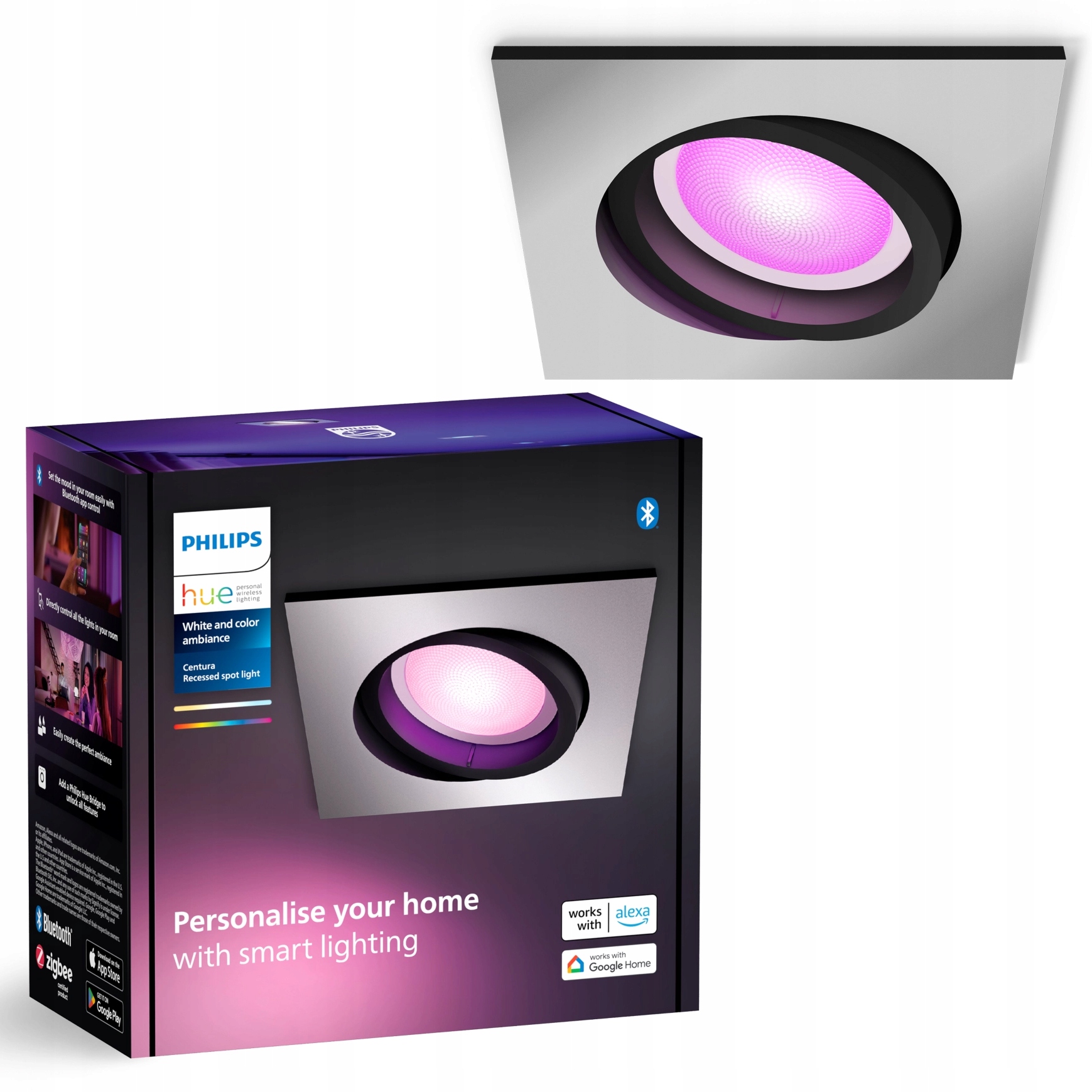 Led Podomietkové svietidlo GU10 Rgb Hliník Smart Zigbee Centura Philips Hue