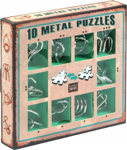 

10 Łamigłówek Metalowych zielony zestaw Puzzles