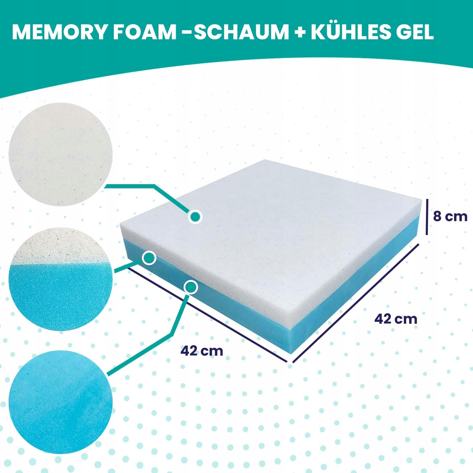 VALENTIA MEDICAL Poduszka Ortopedyczna Pianka Memory HR 42x42x8cm — miniatura 3