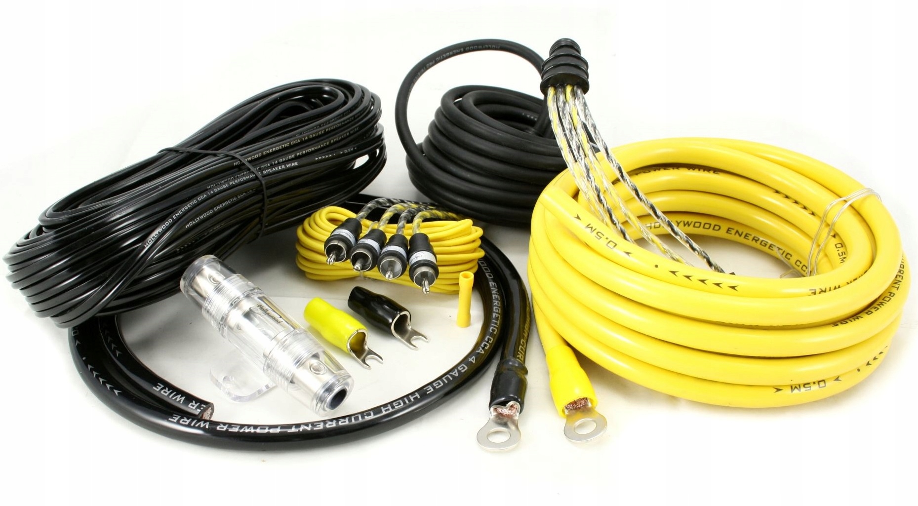 Hollywood Energetický Cca 44 Bohatá Sada Káblov Pre 4-KANÁLOVÝ Zosilňovač
