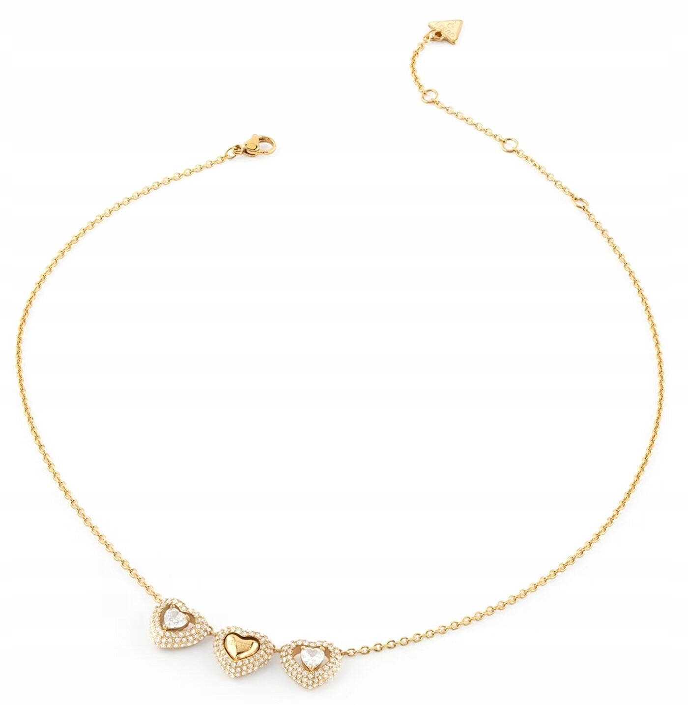 Ocelový Zlatý Náhrdelník Guess Beloved Křišťály Srdce JUBN05023JWYGT/U