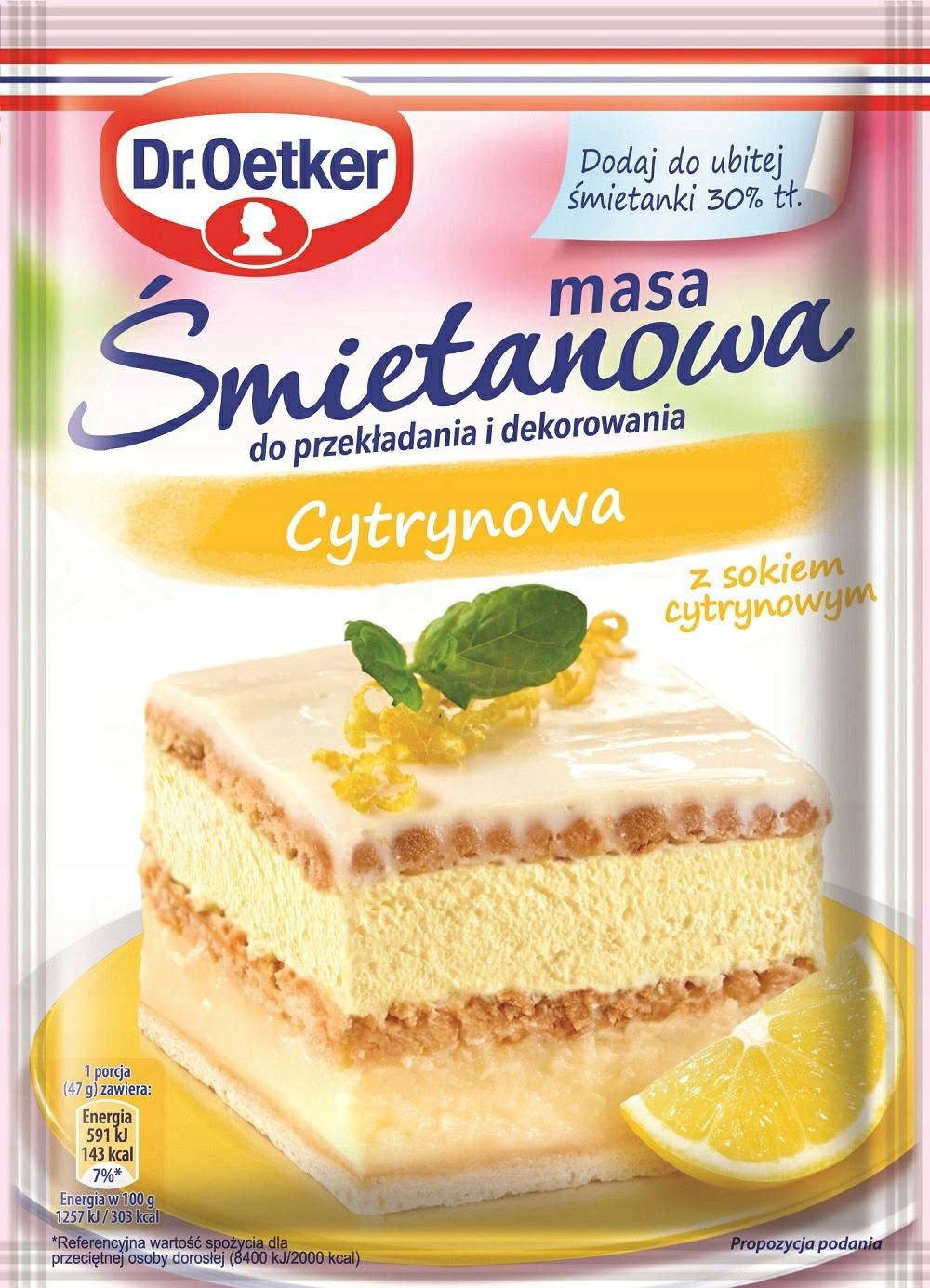 25 Sztuk Dr Oetker Masa Śmietanowa Do Ciast Cytrynowa 70G