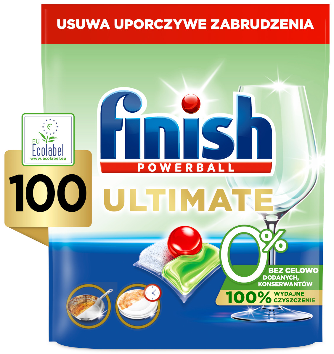 Levně Finish Kapsle do myčky nádobí Ultimate Powerball 0% 100 kusů