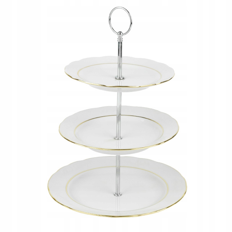 

Patera Porcelanowa 3 Poziomy Na Ciasta Złoty Pasek