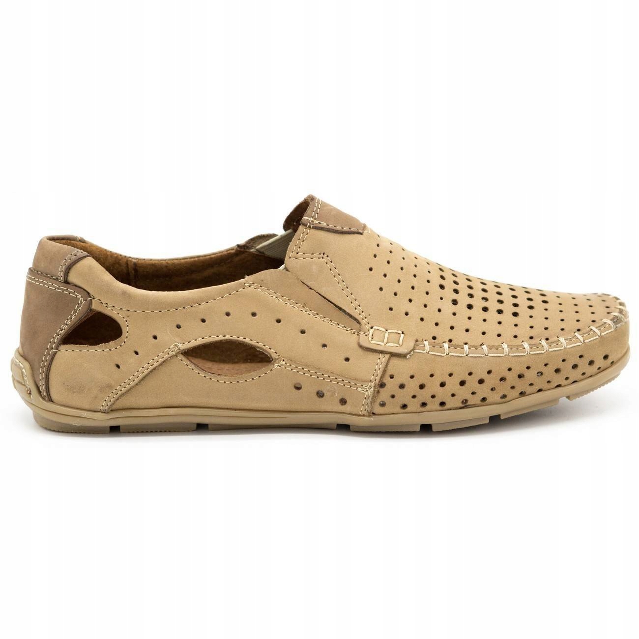 

Buty męskie mokasyny skórzane 901 lato beżowe 44