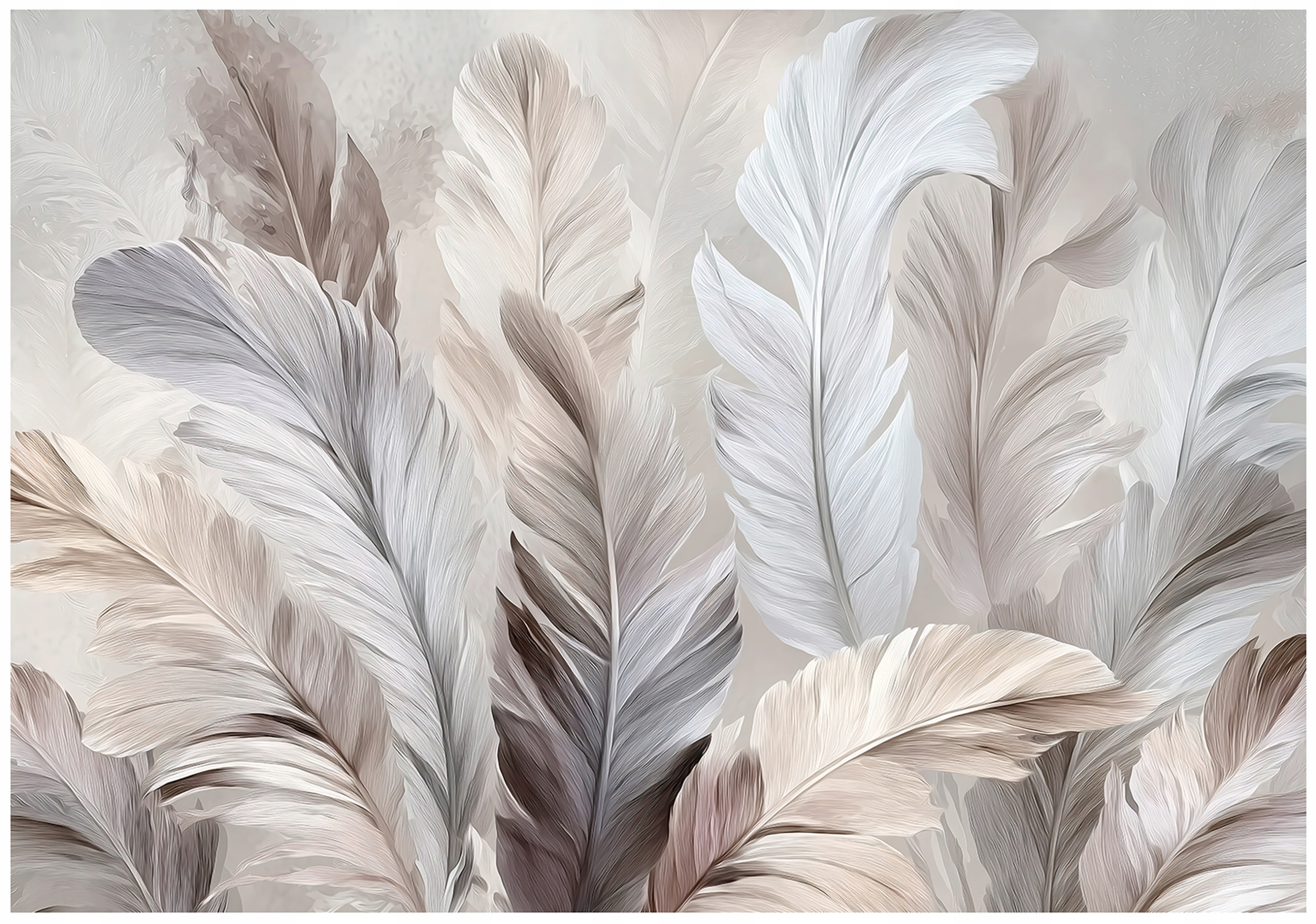 Fototapeta Pero Abstrakce Boho Listy Béžová Akvarel Šedá 150x105