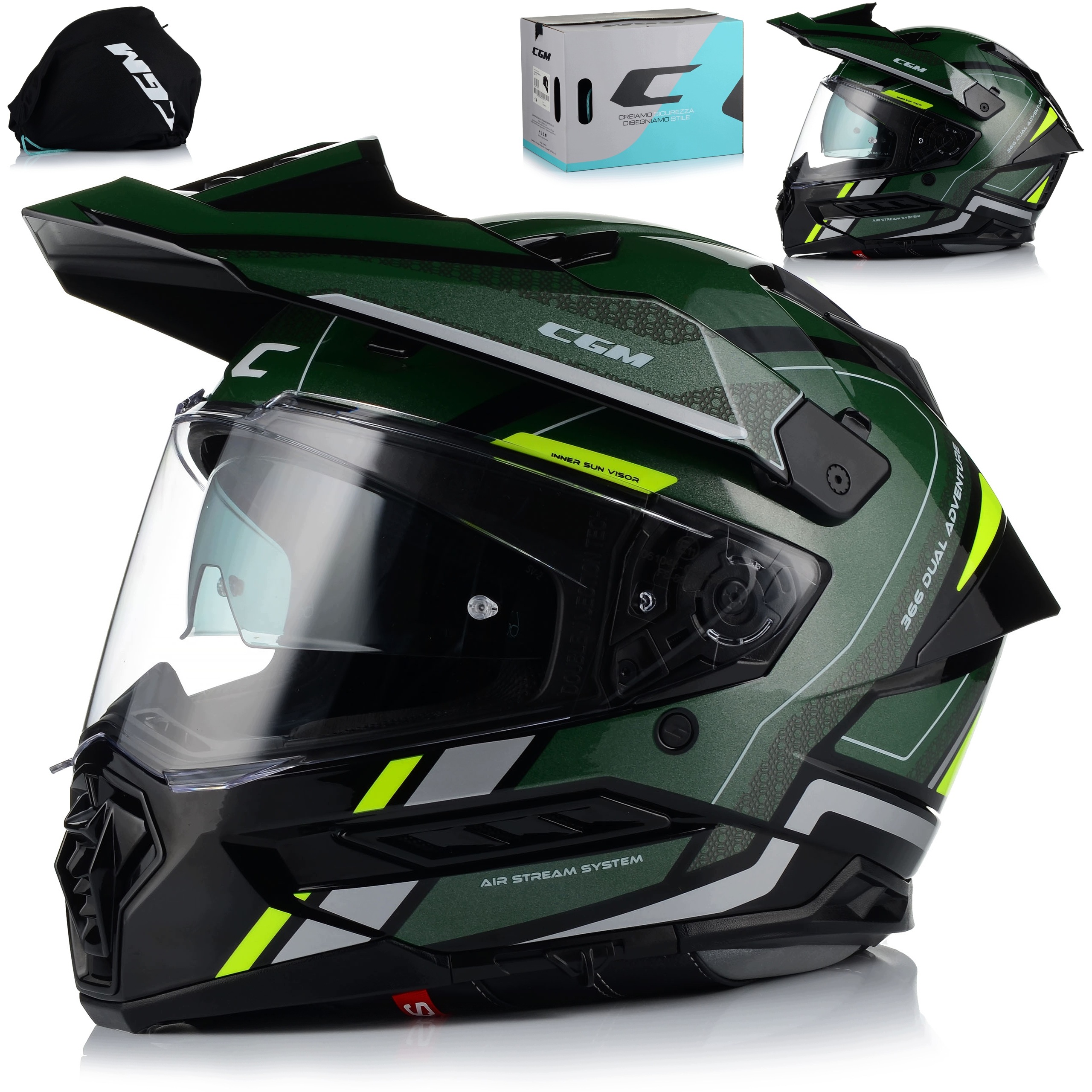 Motocyklová přilba Cgm 366 Enduro Cross Quad Atv sklo clona stříška