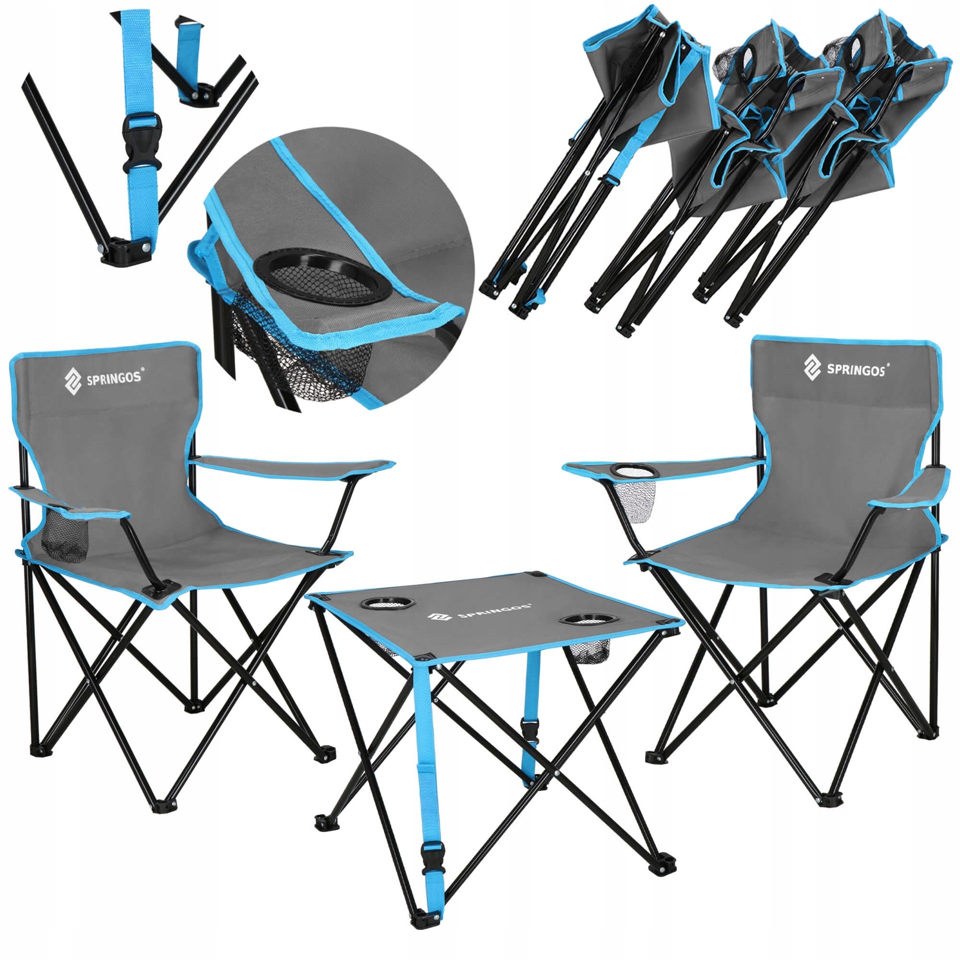 Stolik Turystyczny Składany Z Krzesłami Ogrodowy Balkonowy Wędkarski Zestaw