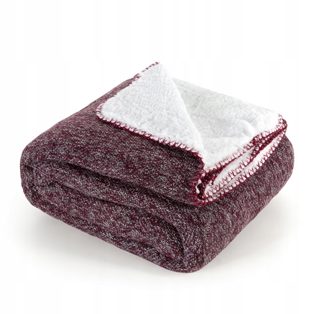 Oboustranná deka Pled Panda 150x200 bordově bílá zimní svetrová