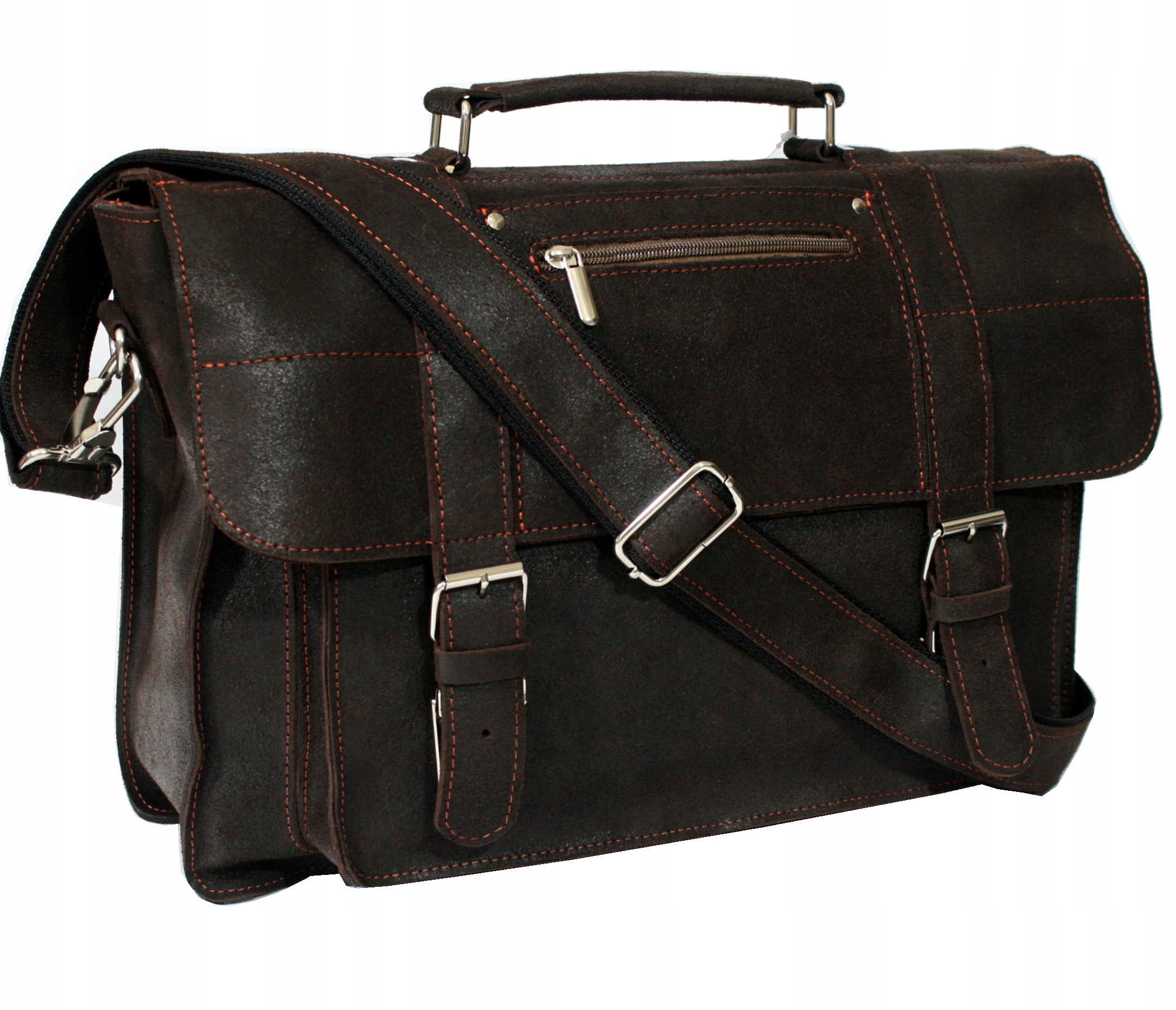 Pánská hnědá kožená taška přes rameno s rukojetí kabelka přes rameno polská výroba