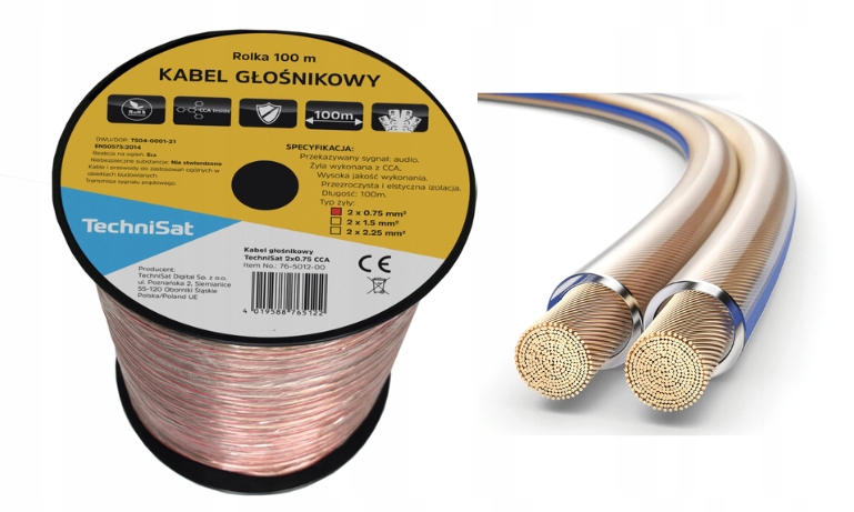 Reproduktorový kabel 2 x 0,75 mm