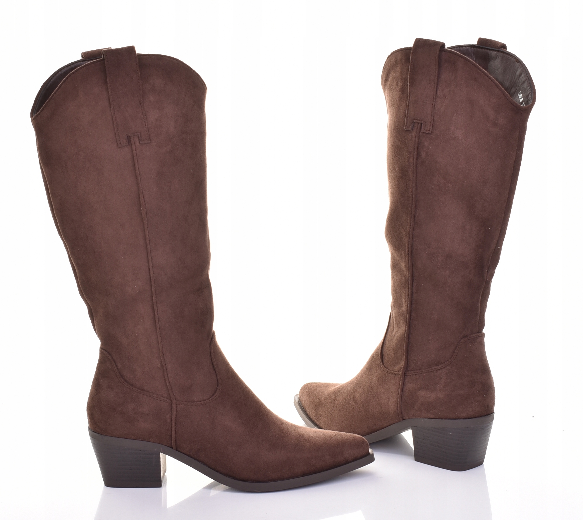 Dámské Kozačky Kovbojské Boty Semišové Před Koleno Elegantní Módní Čokoládové