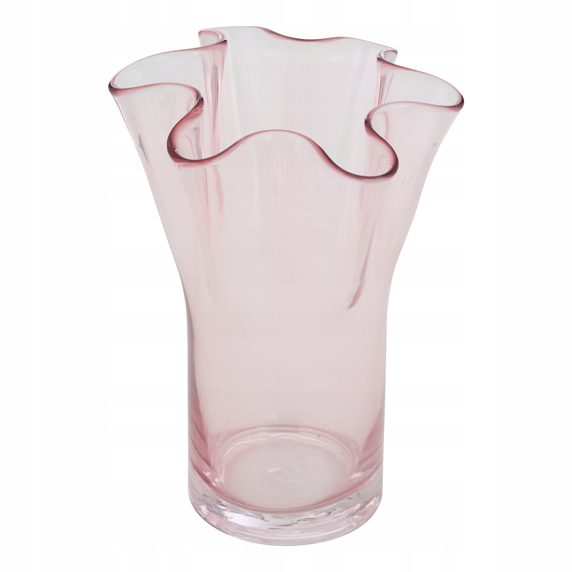 Skleněná Váza Vlnitá Ø 17 CM X 23,5 CM Růžová Dekorativní