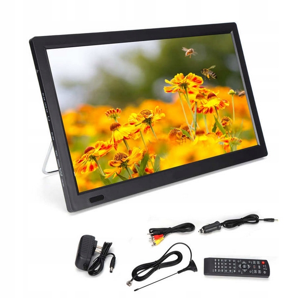 TELEWIZOR PRZENOŚNY 10" 12V/24V/230V DVB-T2 KAMPER Kolor czarny