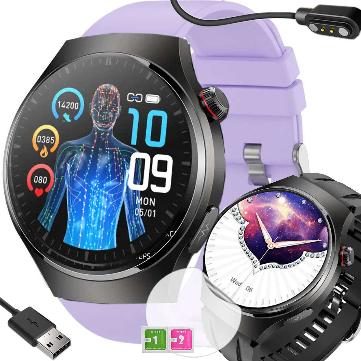 Zegarek damski Smartwatch Zdrowotny Temp., 440 mAh, Stylowy