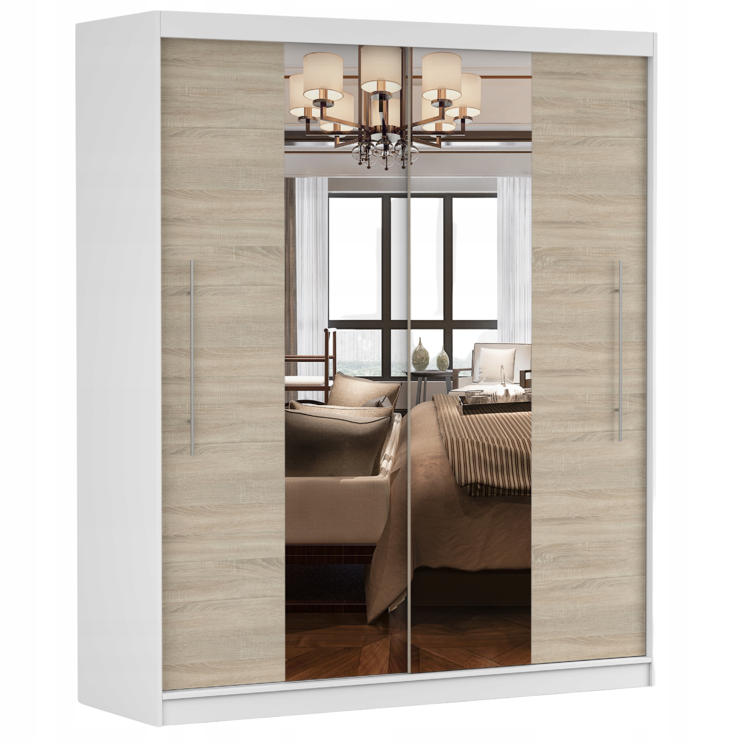 Skříň posuvná Rico I 200 se zrcadlem police šatní skříň Bs velká Výrobce Pl