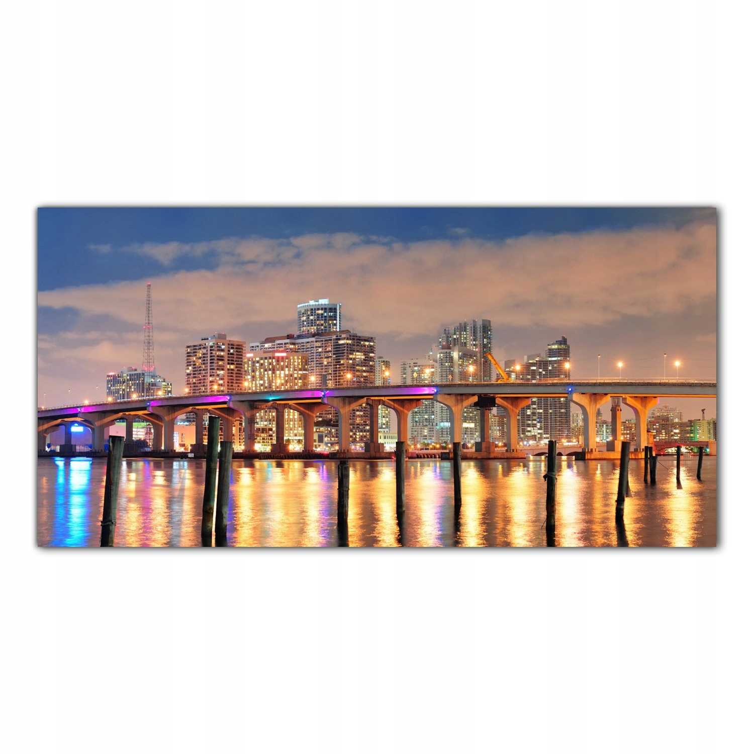 

Hartowany Obraz Szklany Miami Noc Krajobraz 140x70
