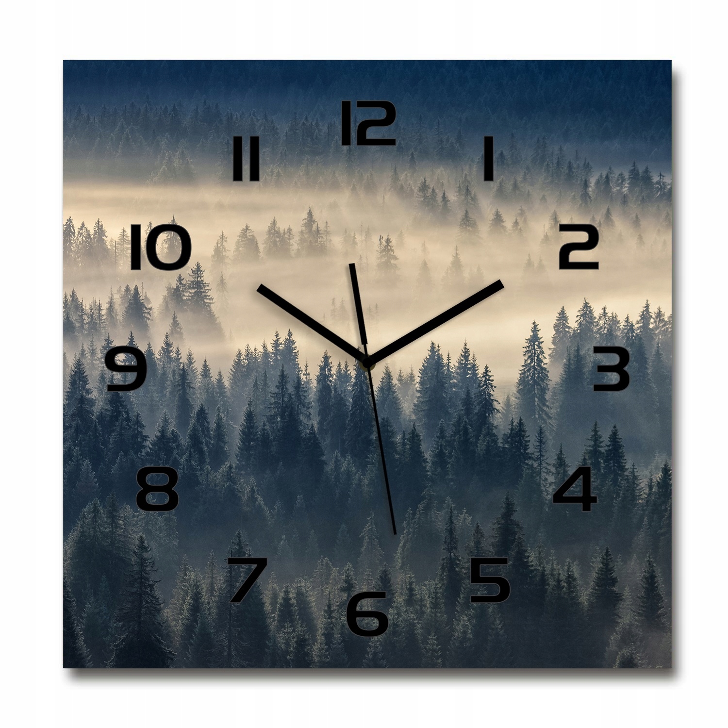 

Zegar ścienny ze szkła, duży Mgła nad lasem 60x60
