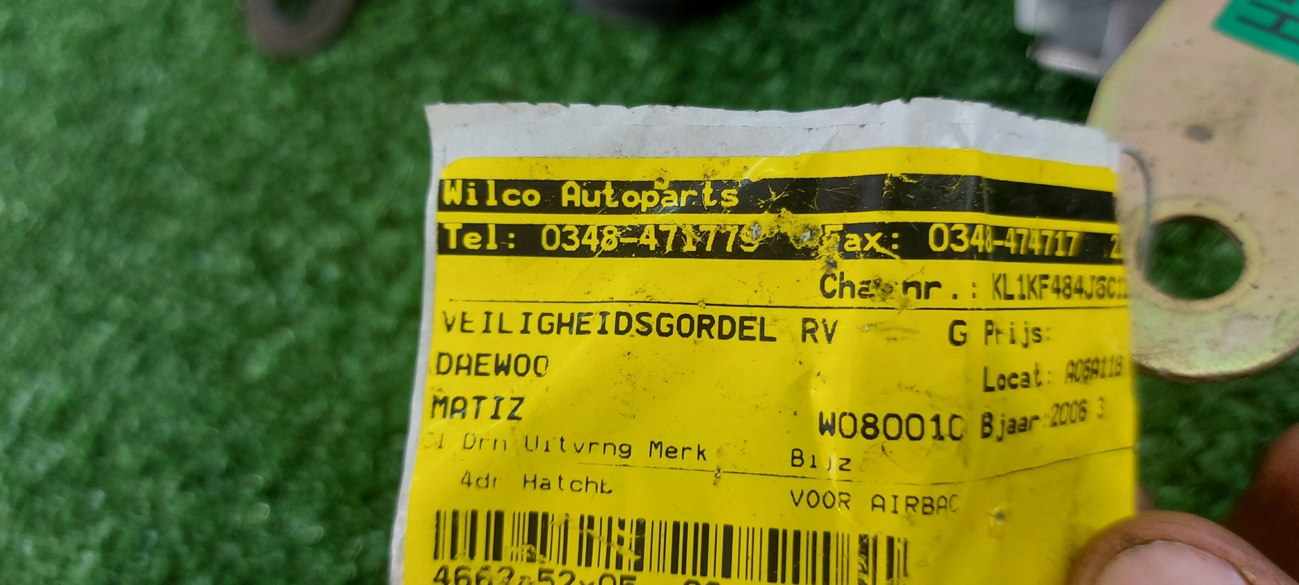DAEWOO MATIZ SPARK right tension belt safety front