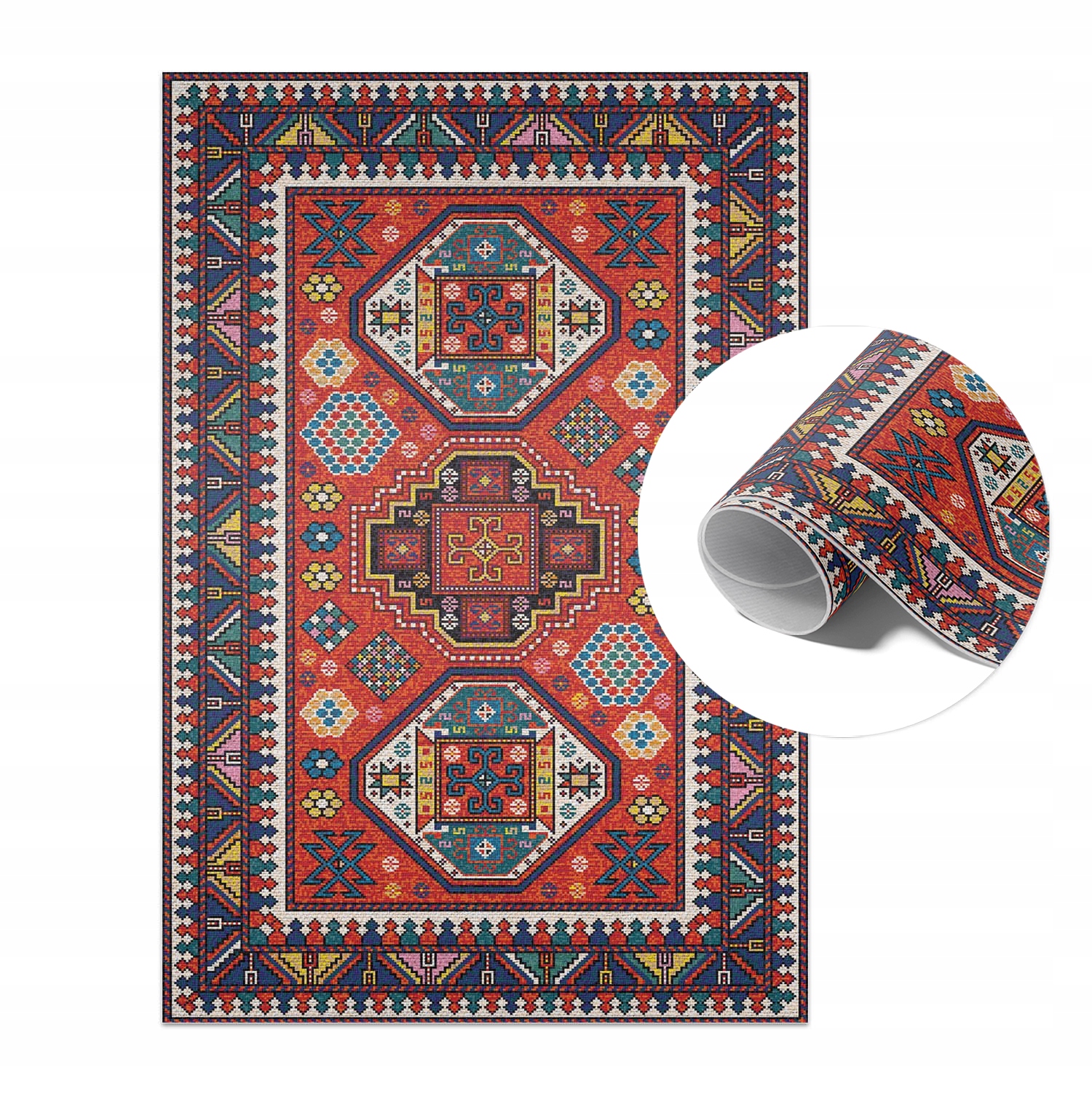 Tarasowy Dywan Winylowy Pcv Do Ogrodu i Na Balkon Kolorowa mandala 140x210