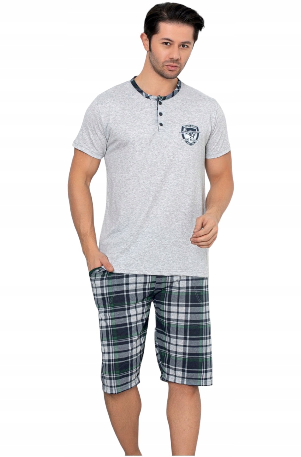 PIŻAMA MĘSKA KRÓTKI RĘKAW/SZORTY /BAWEŁNA/KIESZEŃ Marka La Penna