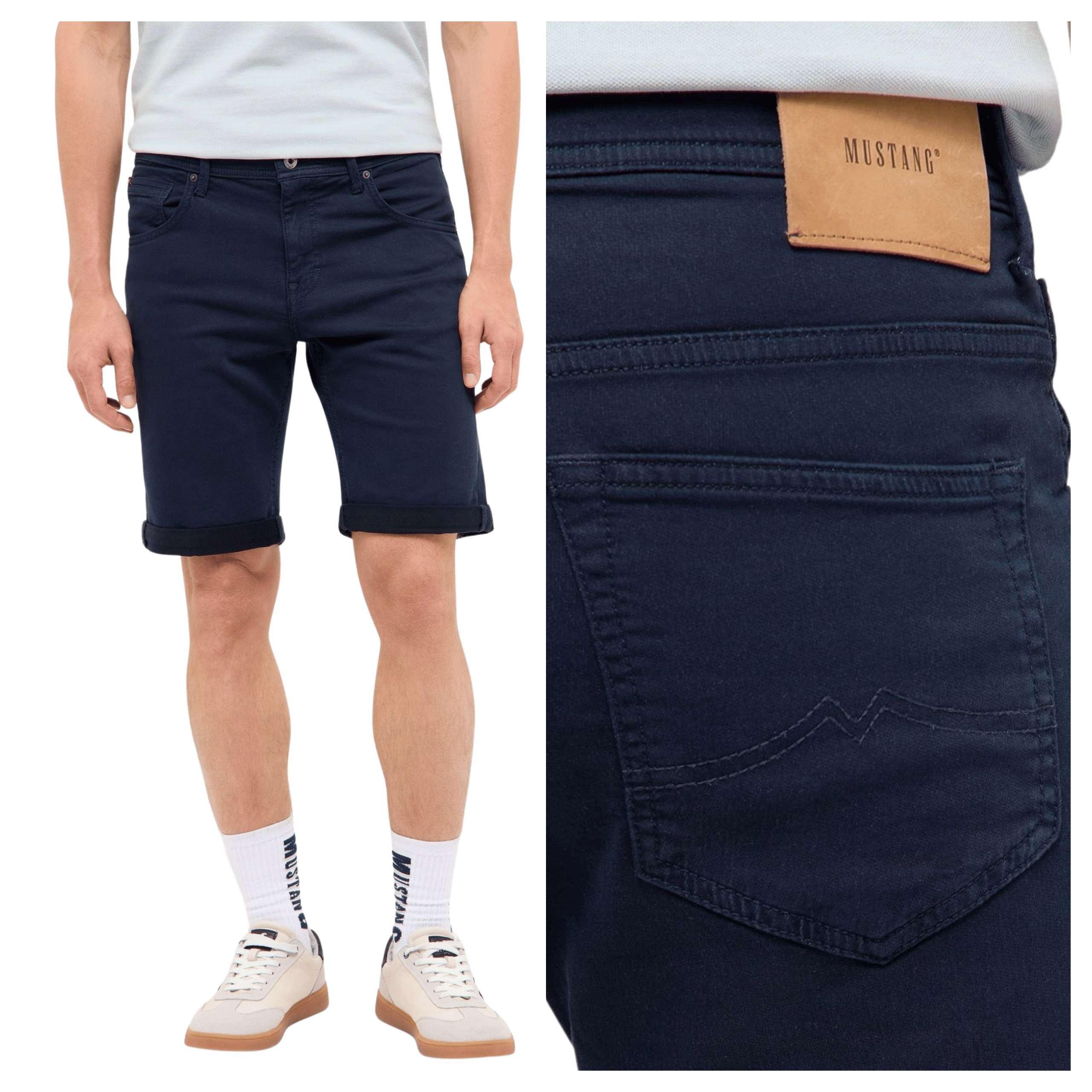 Pánské šortky Mustang Chicago Shorts Tmavě modré Bavlněné Klasické W31