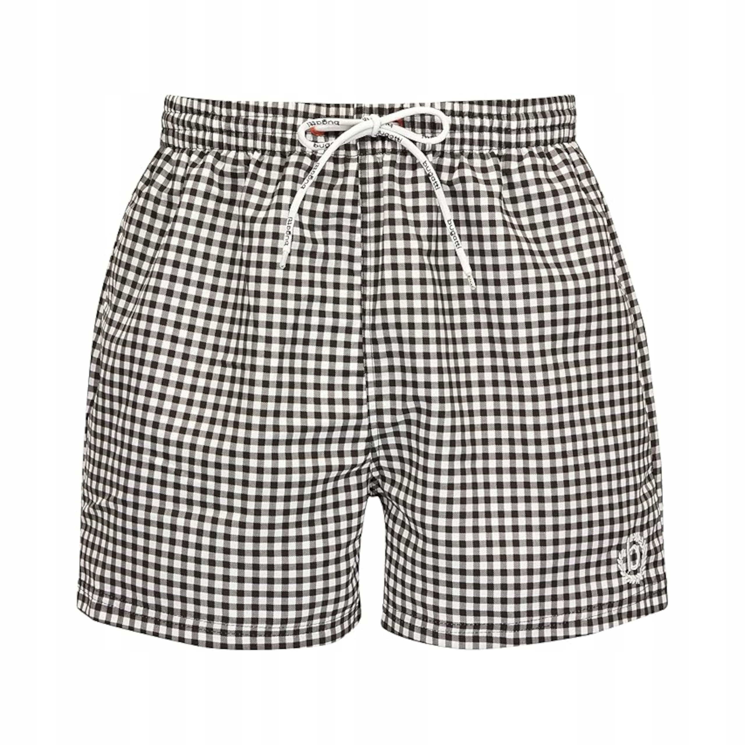 Koupací Šortky Bugatti L Pánské Pepitka Kratka Krátké Černo-bílé