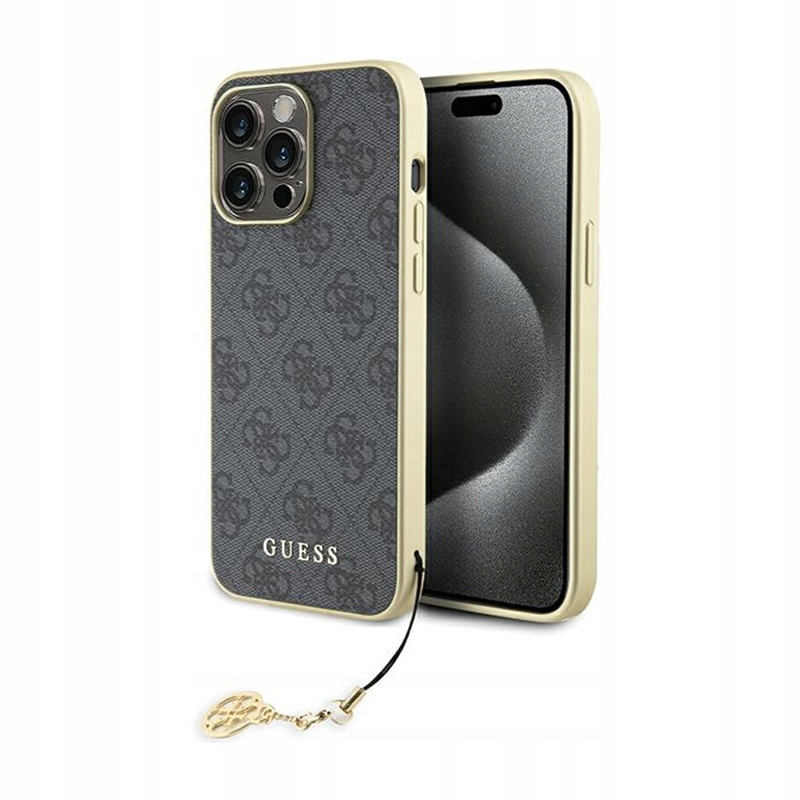 Guess 4G Charms Collection Pouzdro iPhone 15 Pro Max (šedá)