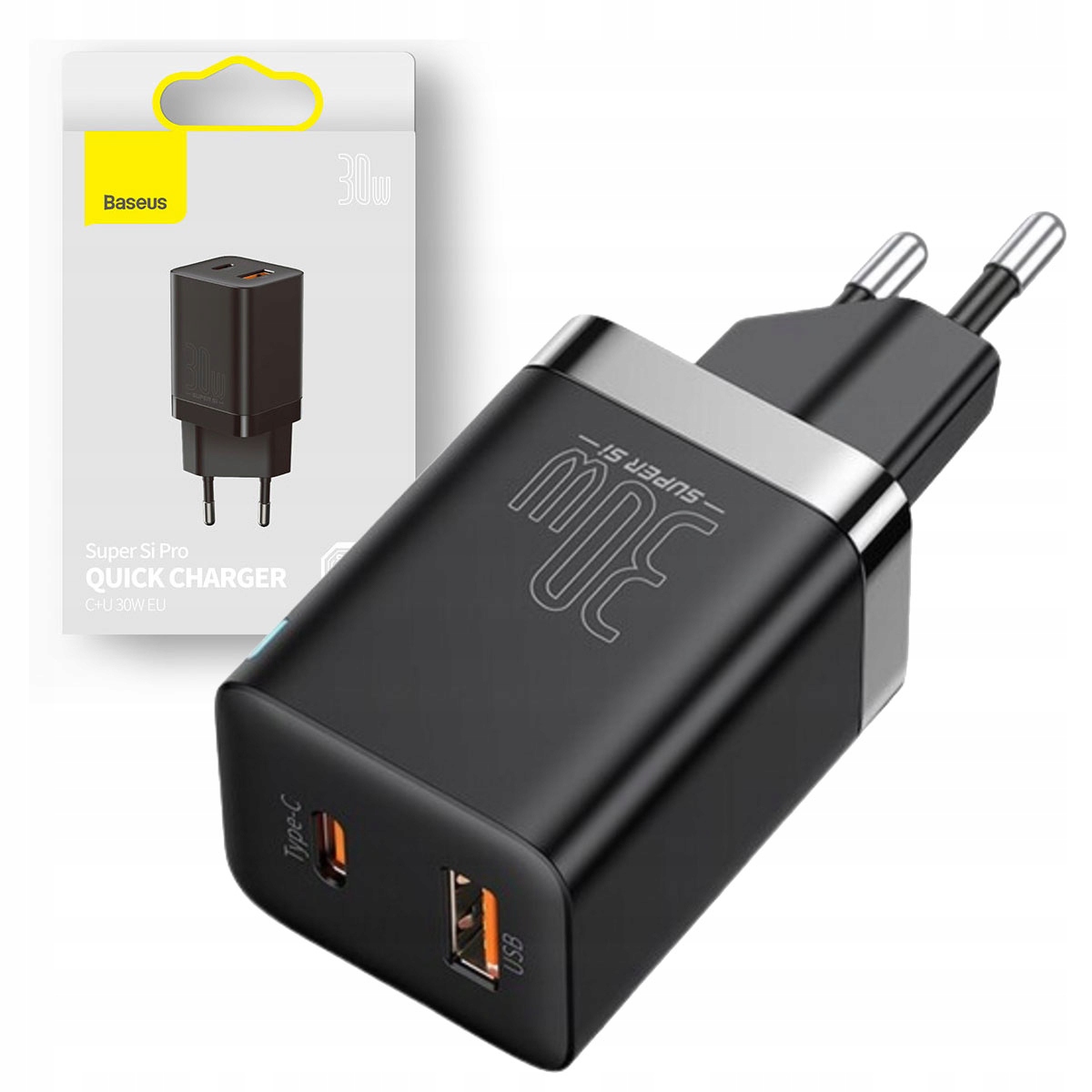 BASEUS ŁADOWARKA SIECIOWA DO TELEFONU ZASILACZ USB-C USB-A PD QC 3.0 30W