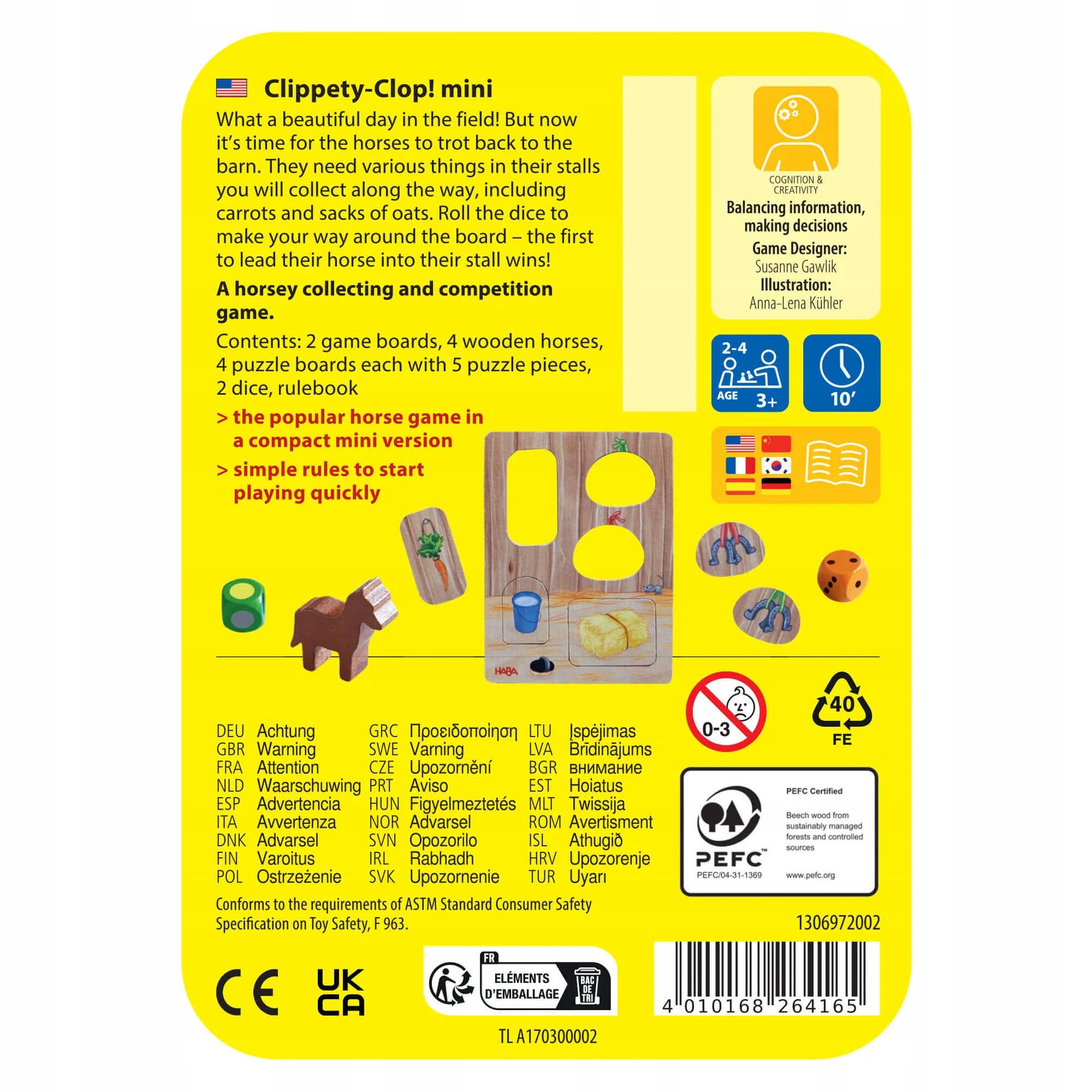 Gra podróżna Hop! Hop! Galop! Haba Minimalna liczba graczy 2