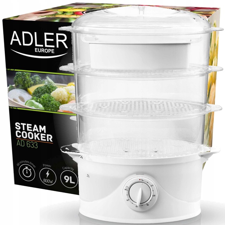 Parowar elektryczny 800W 9L z timerem Adler AD 633 – SevenKraft