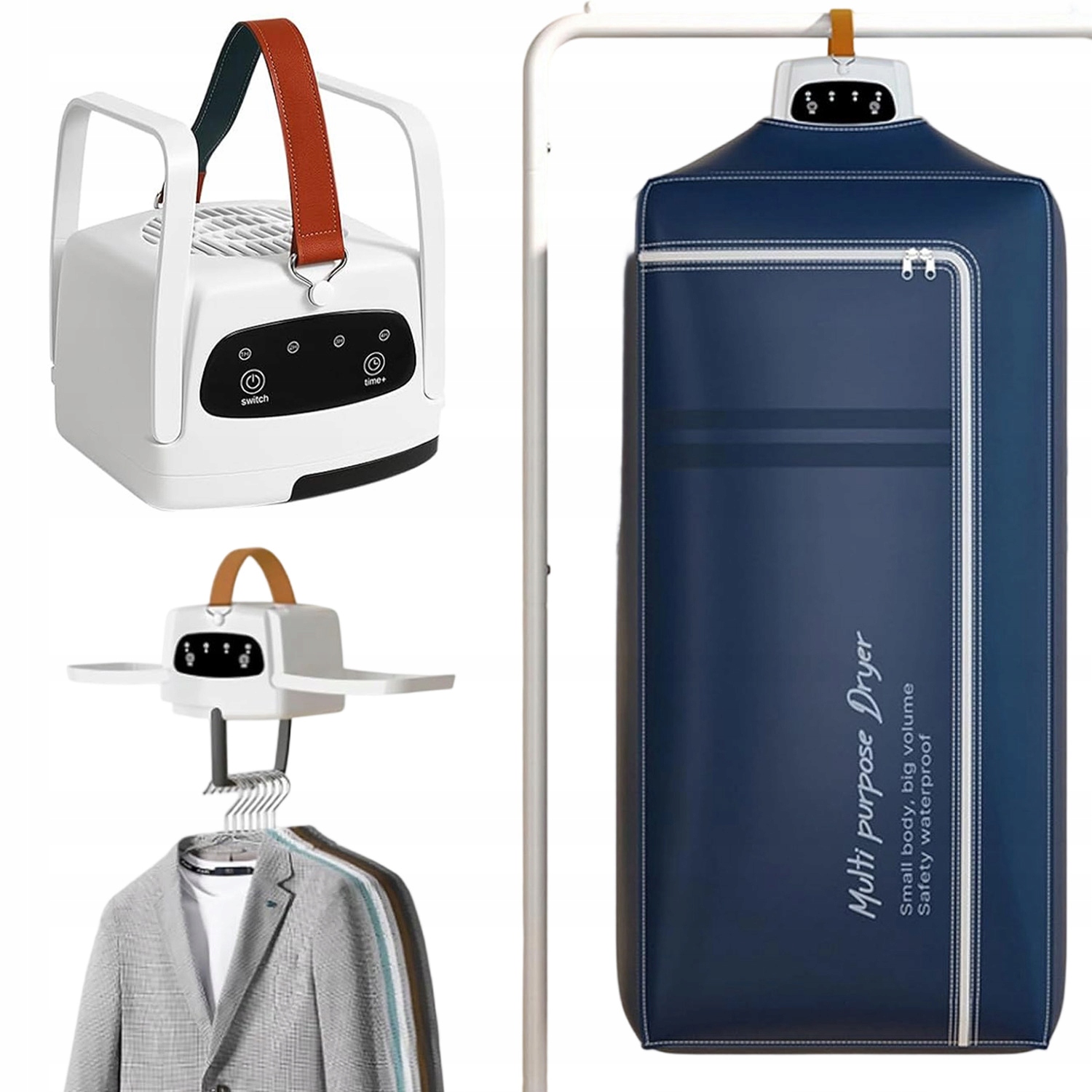 Levně Sušák Přenosná 600W Skládací Tichá, Rychleschnoucí, 4 Nastavení Času