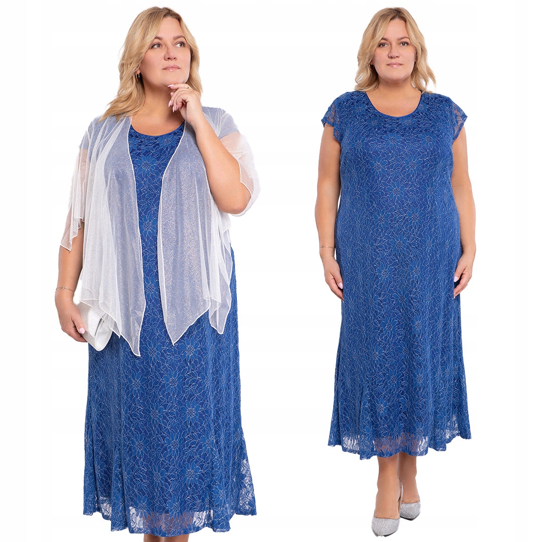 Dlouhá chrpová šaty s postříbřenými květy 54