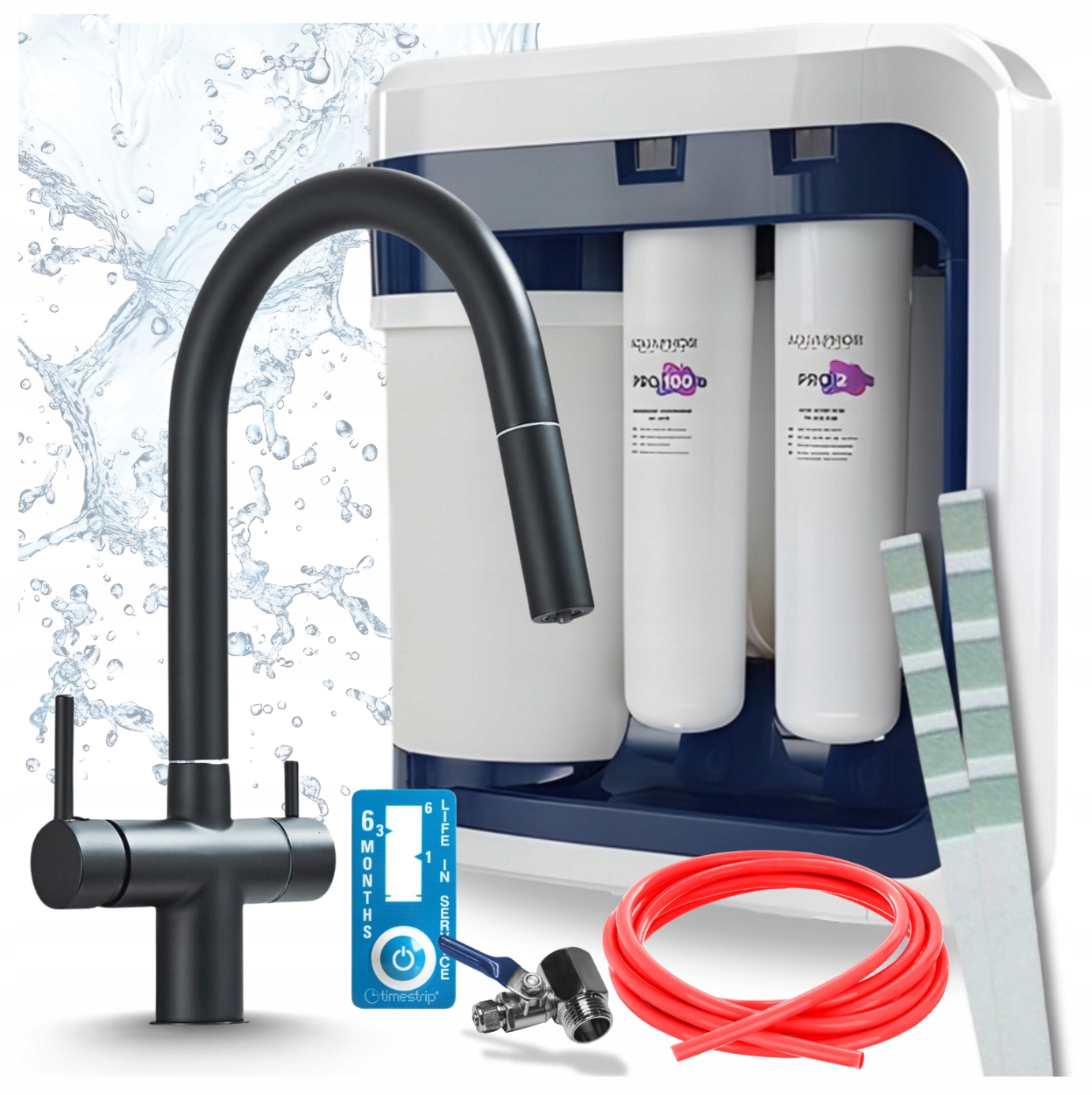 Kuchynská Batéria Čierna Otočná Filter Aquaphor RO202S Pro Reverzná Osmóza