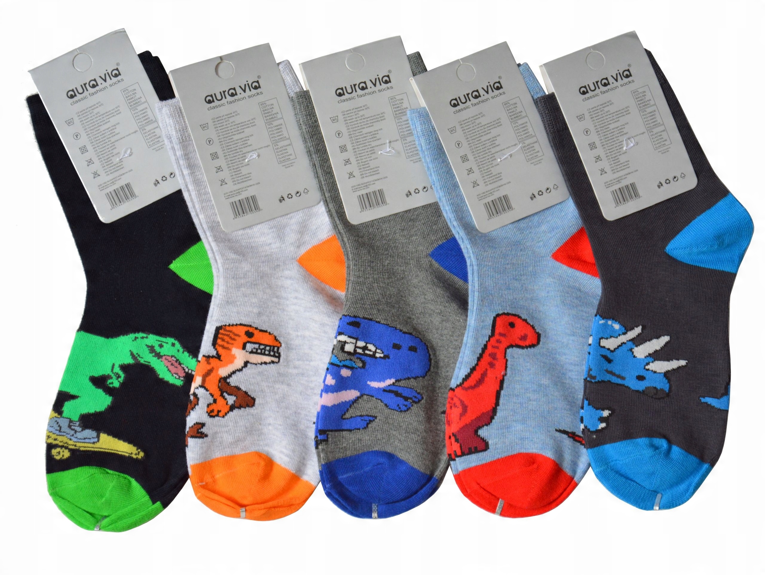 

Skarpety dinozaury 32-35 Dziecięce 5 Par Aura.via