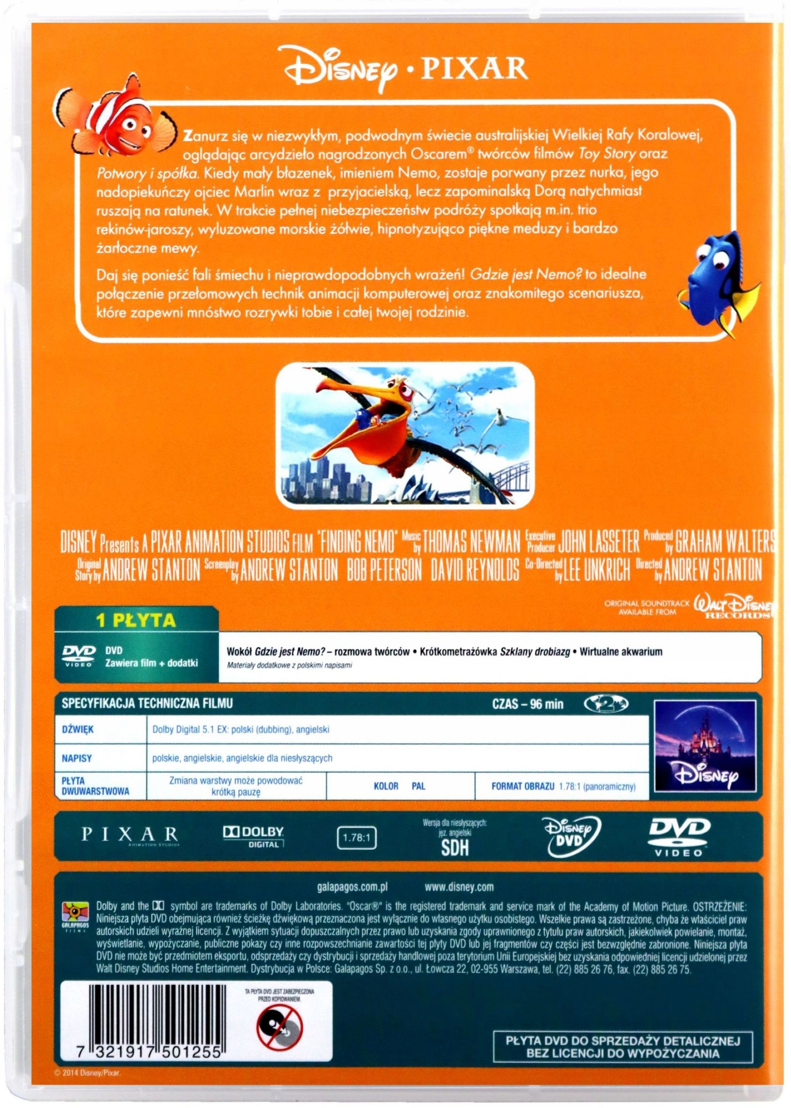 GDZIE JEST NEMO? (DISNEY PIXAR) (DVD) Stan opakowania oryginalne