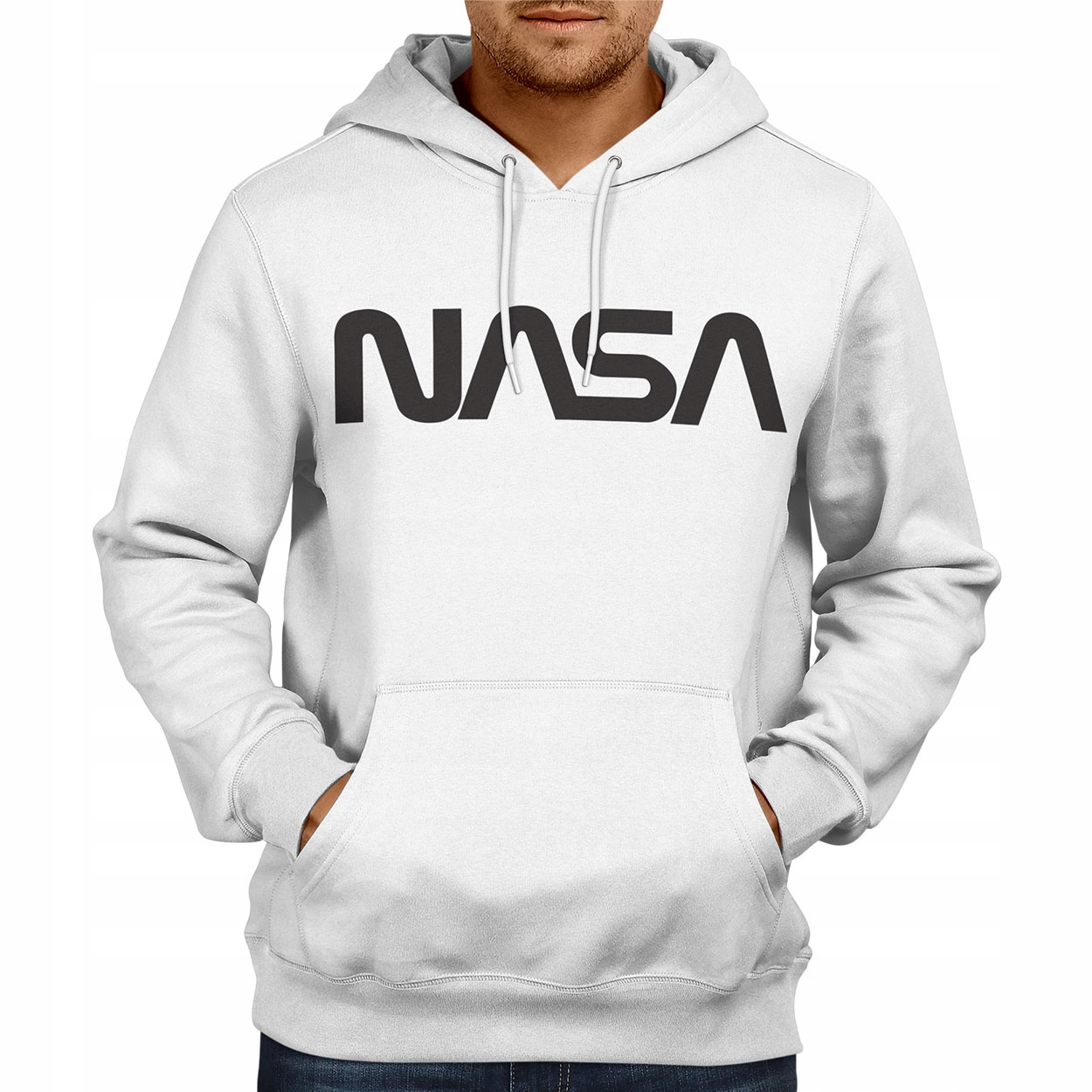 

Bluza męska Nasa z kapturem biała XXL