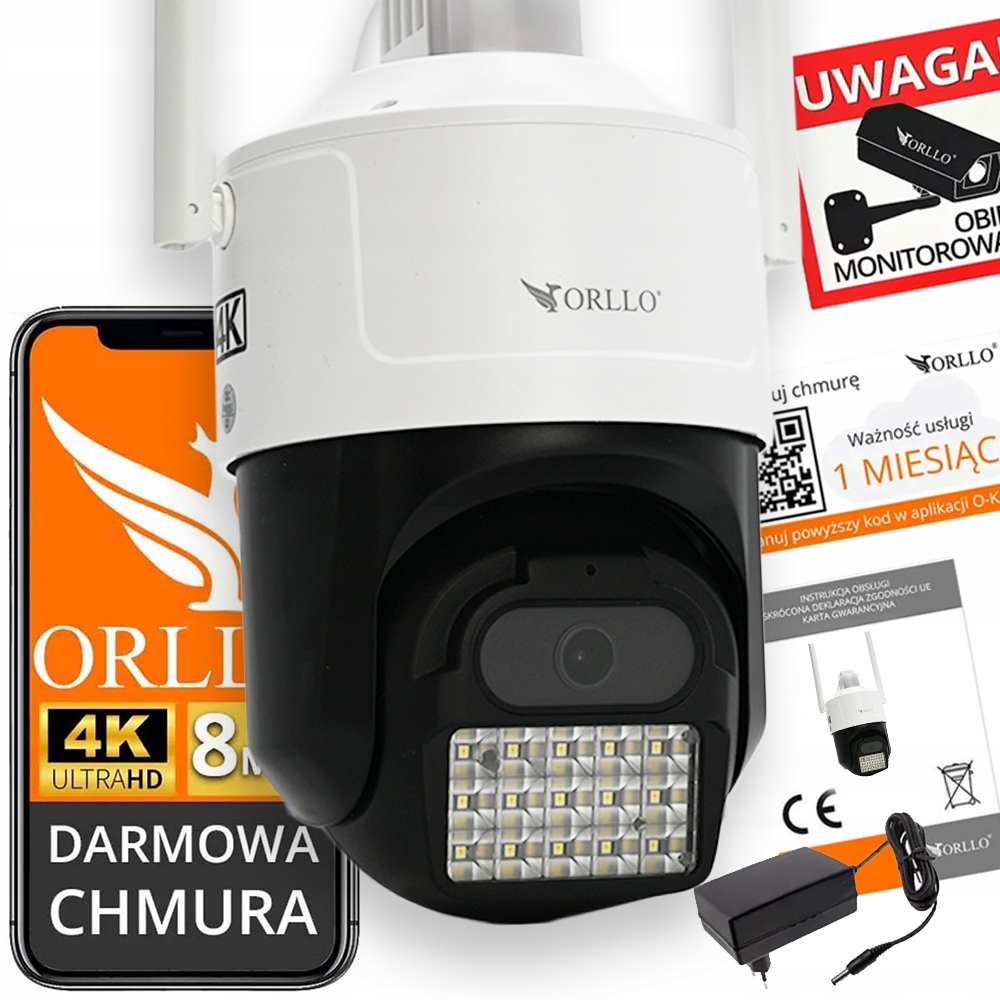 4K kamera na Sim kartu Ai 8MPx Vonkajšia otočná Orllo Z17 Ultra Darček