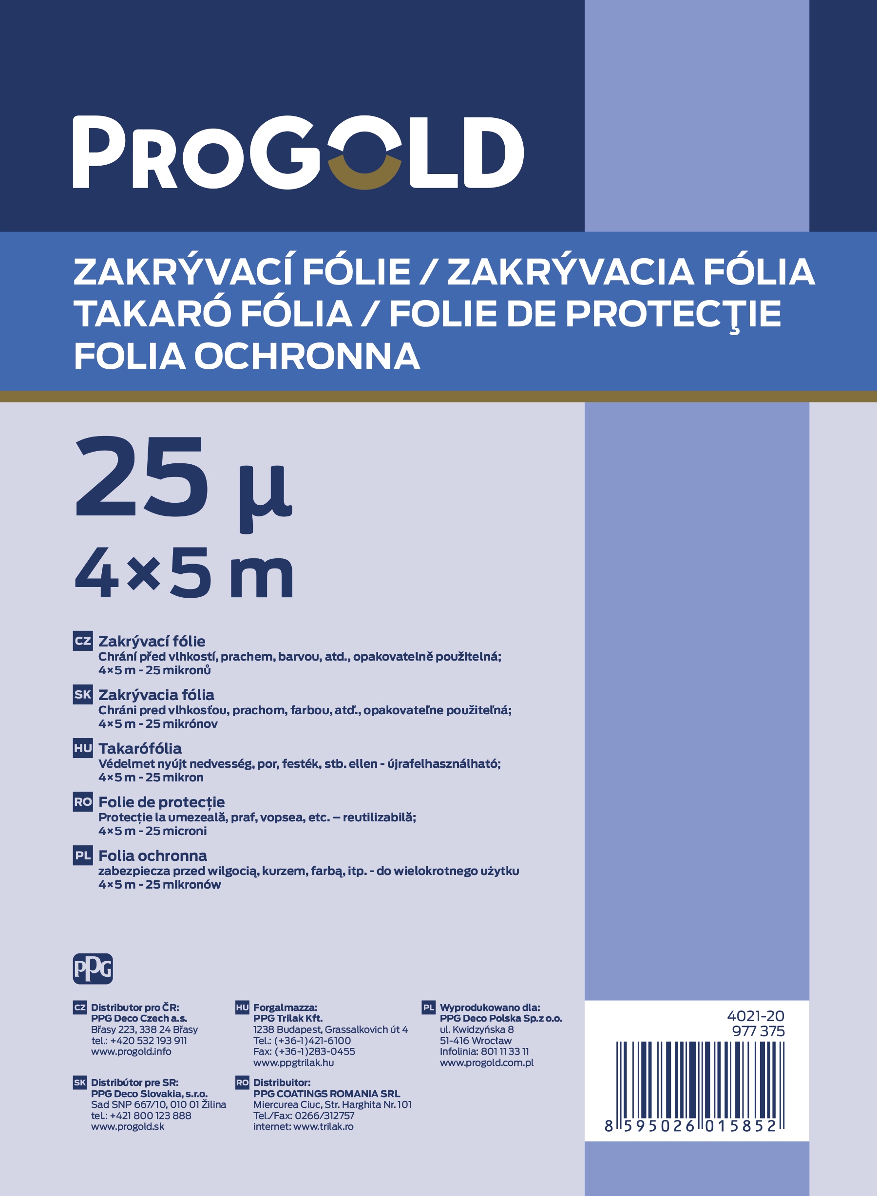 

Folia malarska dla Dekoral 4mx5m 25µm (średnia)