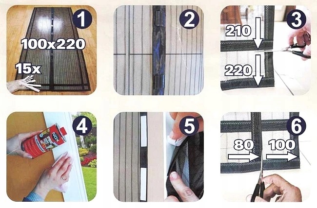 MOSKITIERA MAGNETYCZNA DRZWI 80/90/100 x 210/220cm Wysokość maksymalna 0 cm